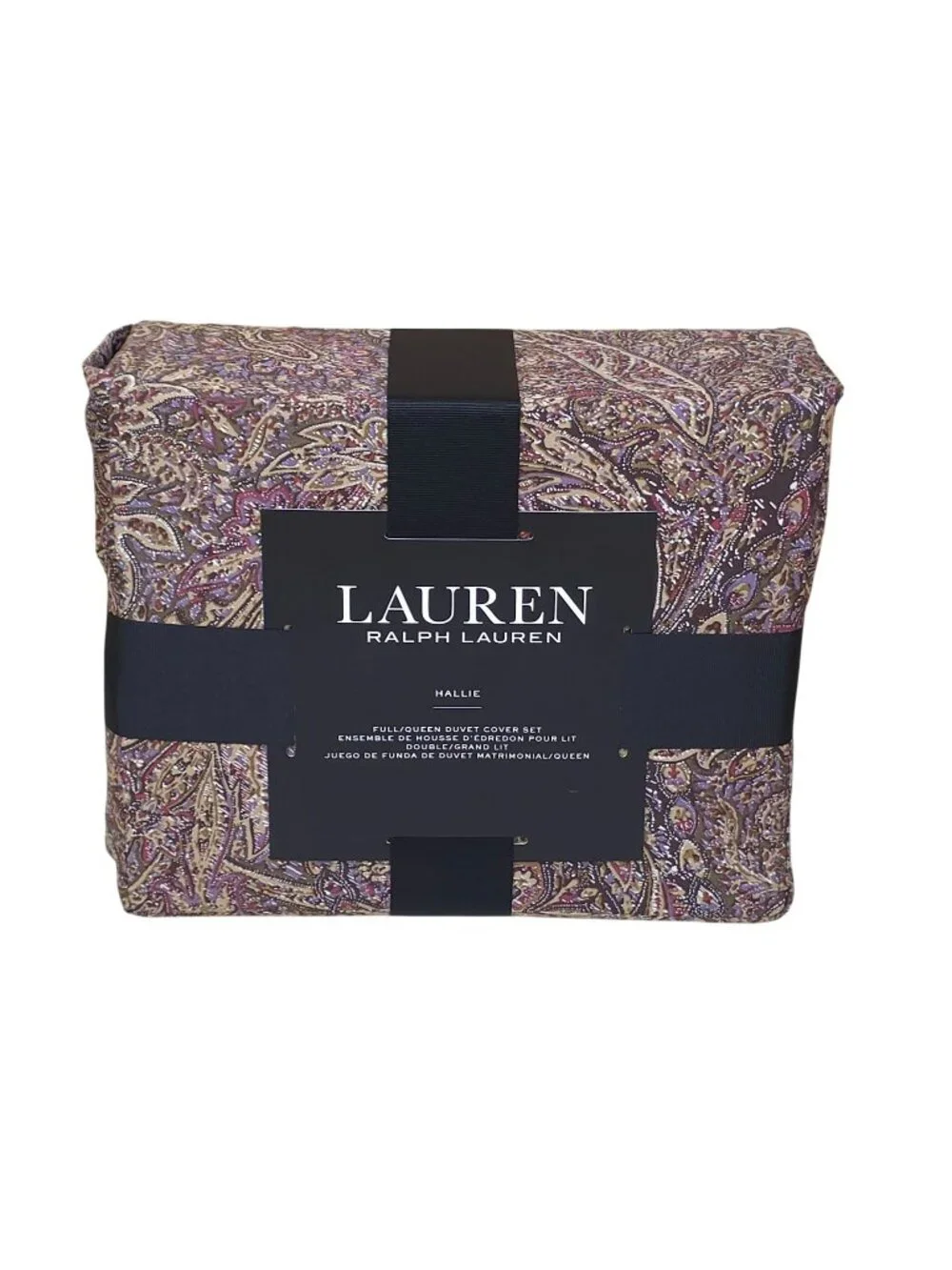 Ralph Lauren Hallie Full/Queen Duvet Cover Set Tan Burgundy Paisley 3pc NEW